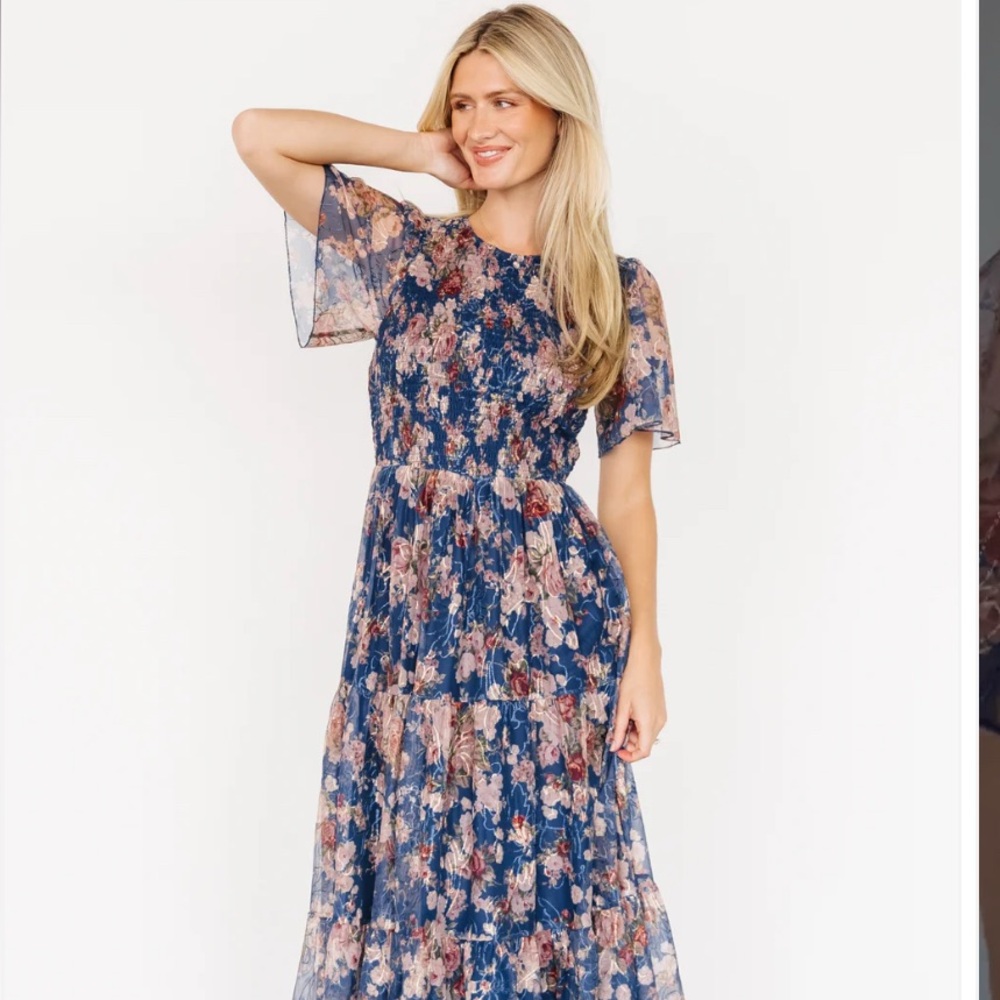 Mara Embroidered Tulle Blue Dress- Baltic Born